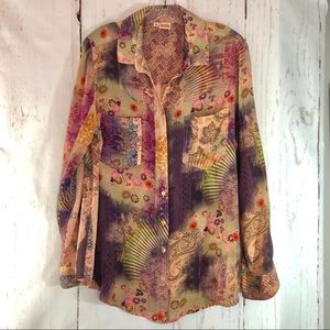 TIANELLO | Vintage 100% Silk Boho Print Shirt M